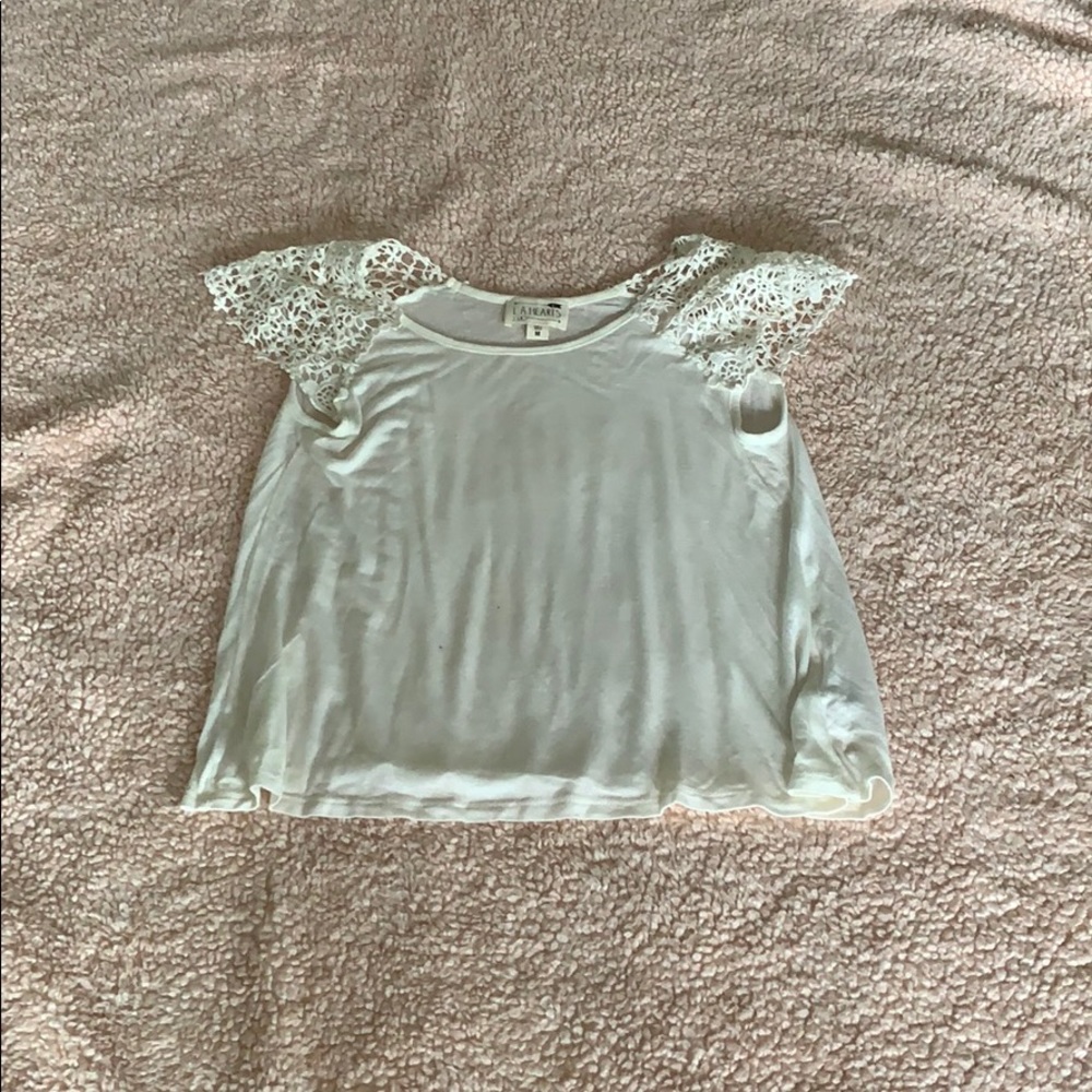 White/cream Top with Lace Sleeves